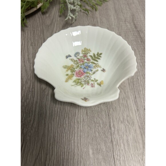 Vintage Fern San Francisco Porcelain Soap Dish Trinket Dish Flowers Butterflies - Picture 2 of 7